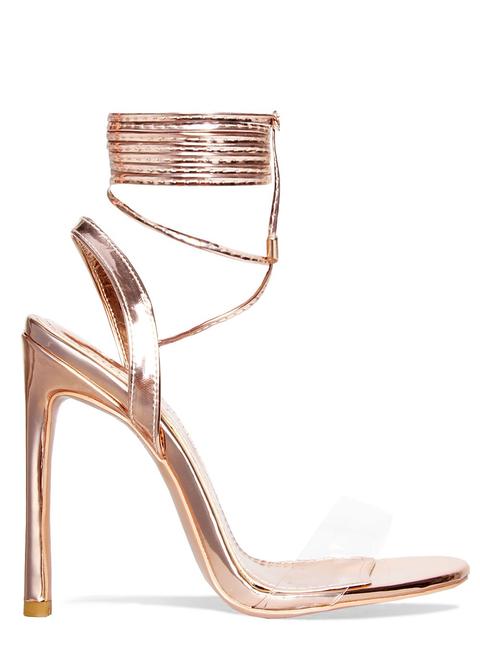 Ella Rose Gold Clear Lace Up Heels