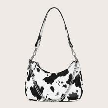 Bolsa Baguette Con Estampado De Vaca