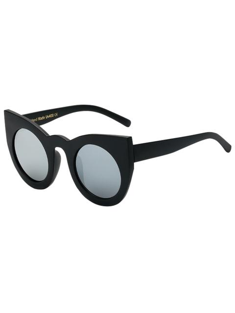 Round Lens Mirrored Cat Eye Sunglasses