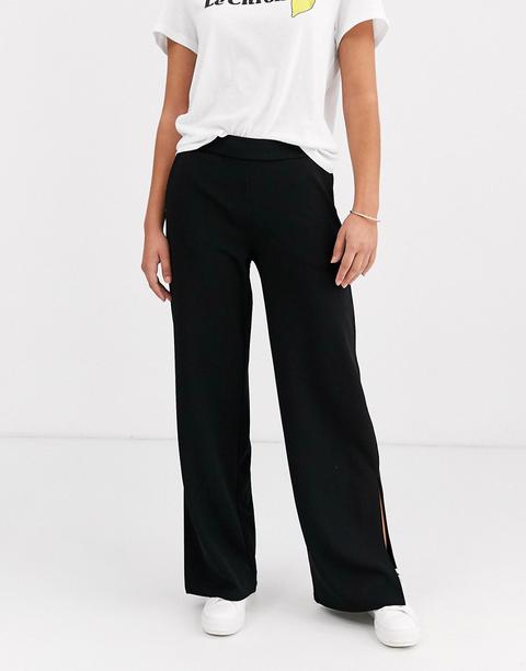 Y.a.s Wide Leg Trouser With Split Detail-black