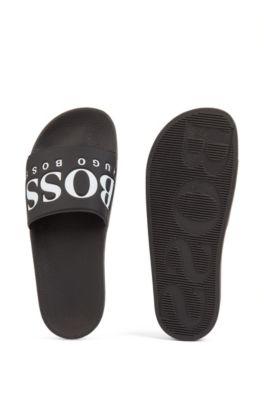 Italian-made Rubber Slide Sandals With Contrast Logo