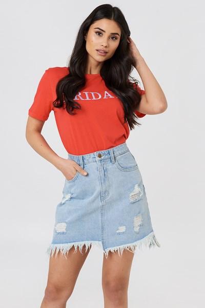 Minkpink Dust Storm Denim Skirt - Blue