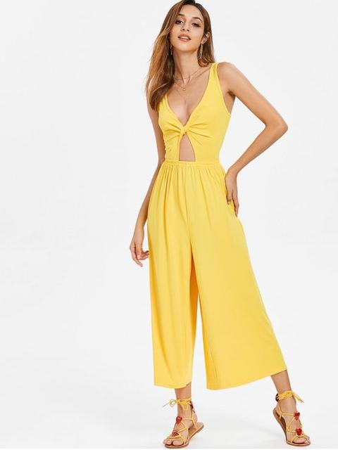Twist Front Wide Leg Jumpsuit