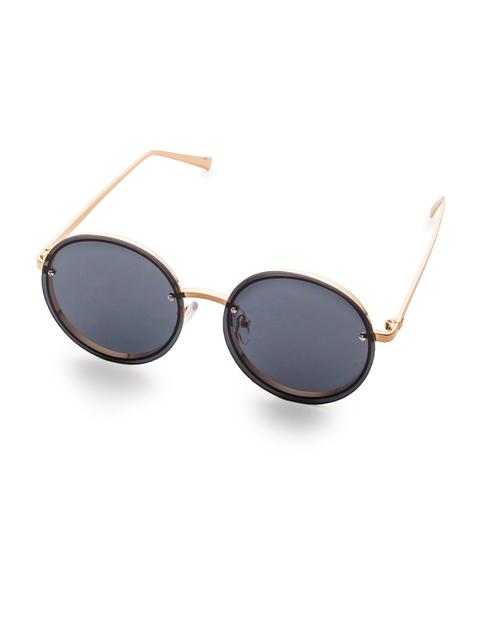 Gold Frame Flat Round Lens Sunglasses