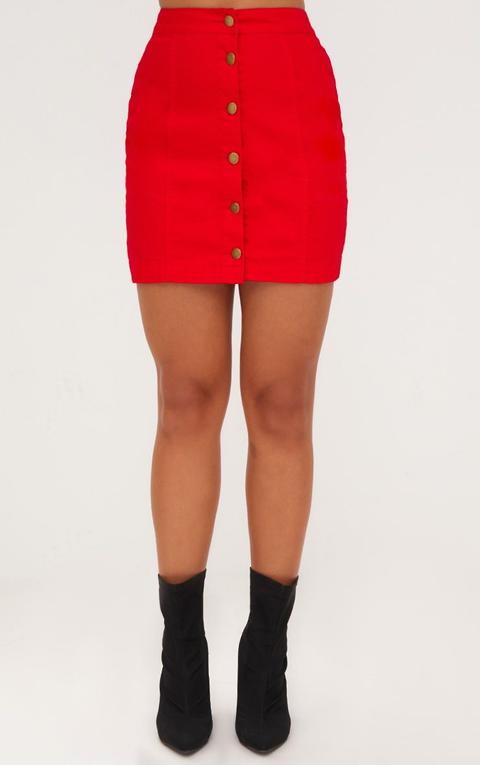 red button down skirt
