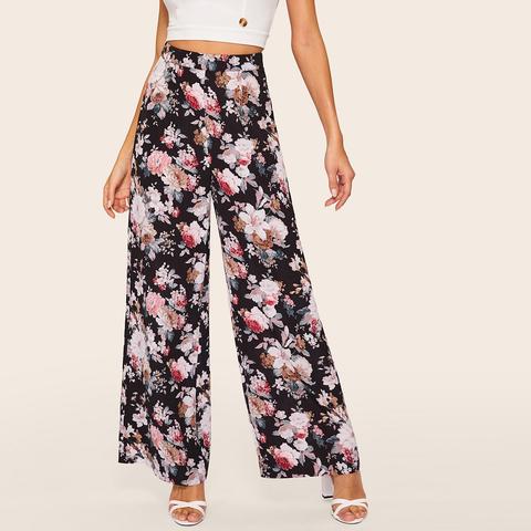 Pantaloni Ampi Con Stampa Floreale