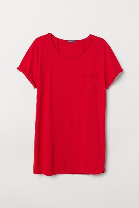 H & M - T-shirt Lunga - Rosso