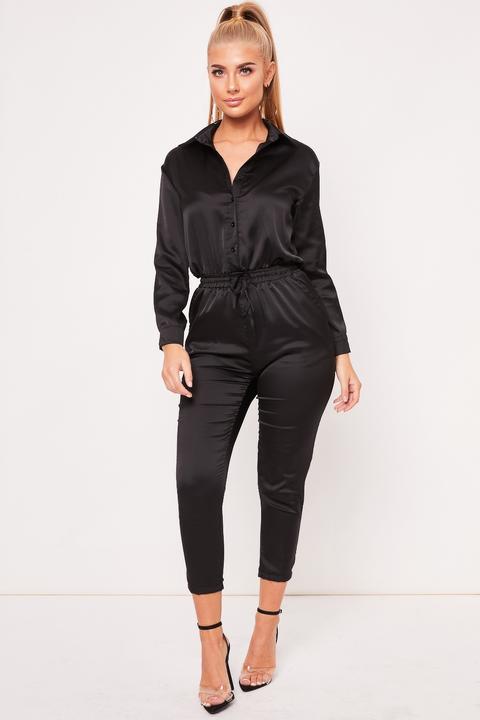 black satin boiler suit