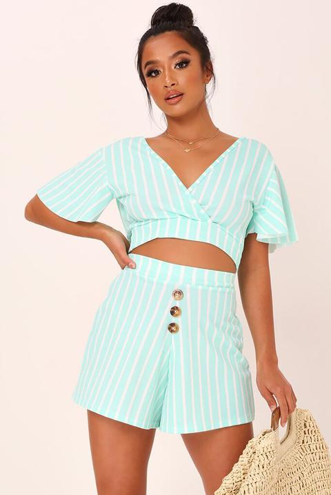 Mint Stripe Tie Back Top