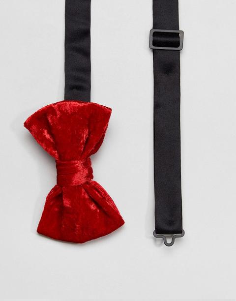 Asos - Farfallino Rosso In Velluto - Rosso