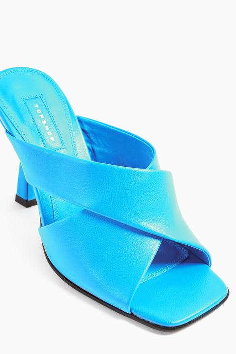 Womens Skyla Blue High Mules - Blue, Blue from Topshop on 21 Buttons