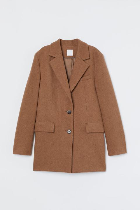 Short Wool-blend Coat - Beige