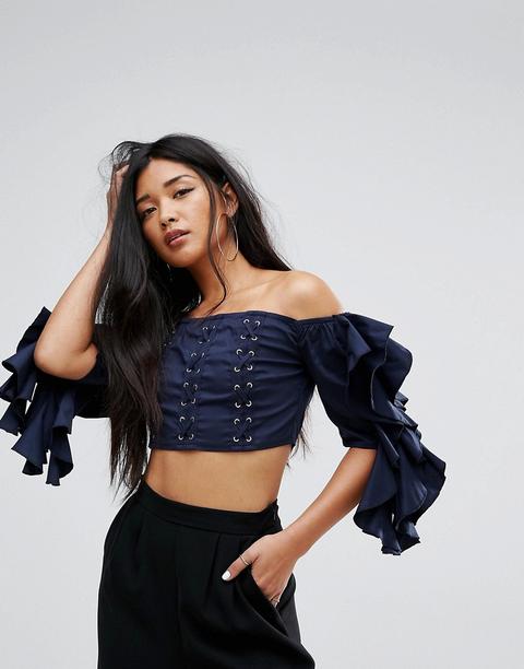 Top Corto Estilo Corsé Con Cordón De Missguided