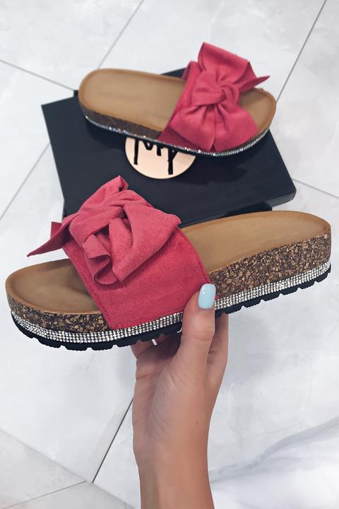 suede bow sliders