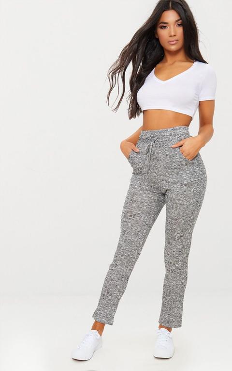 Grey Rib Knit Joggers, Grey