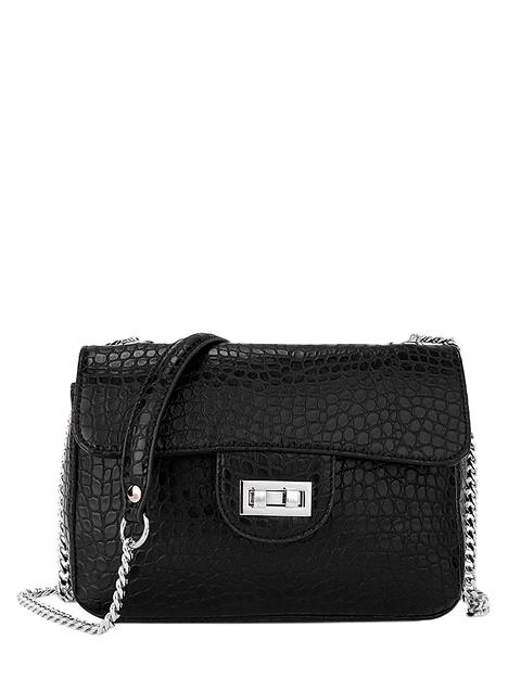 Crocodile Print Hasp Chains Crossbody Bag