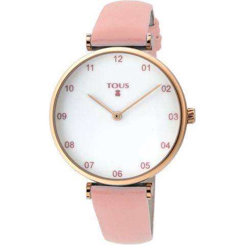 Reloj Camille De Acero Ip Rosado Con Correa De Piel Rosa