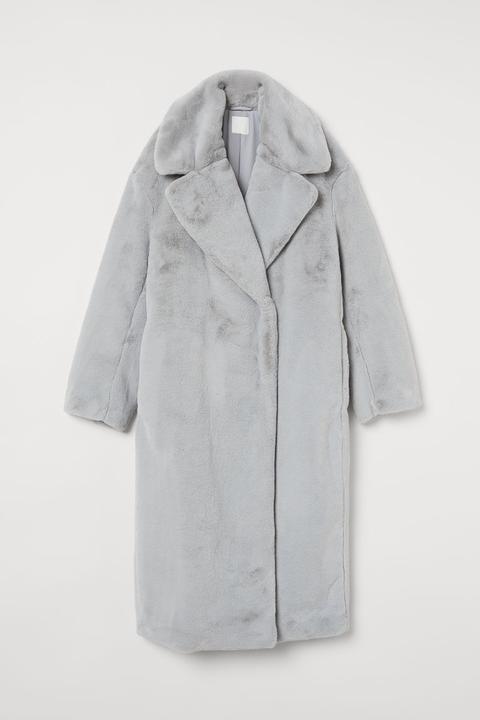 Faux Fur Coat - Grey