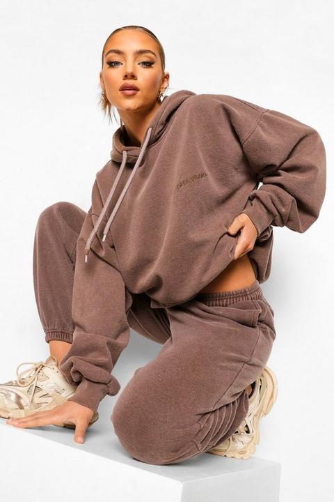 Womens Ofcl Studio Overdyed Marl Tracksuit - Brown - L, Brown