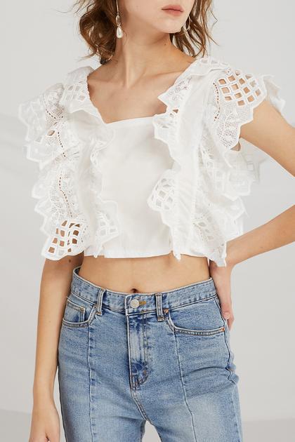 Aleah Punching Lace Crop Top