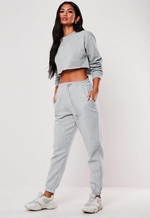 Grey Marl Oversized 90s Joggers, Grey