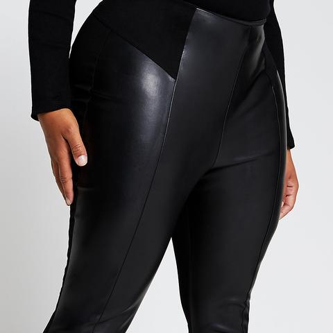 Black Faux Leather Ponte Leggings