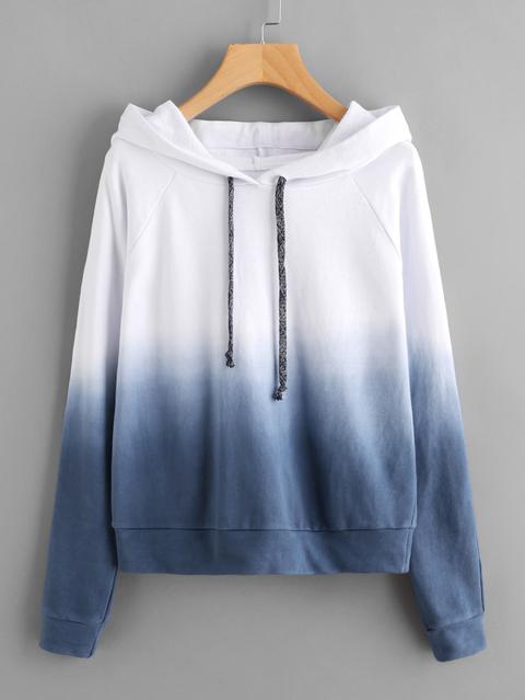 Raglan Sleeve Ombre Hoodie