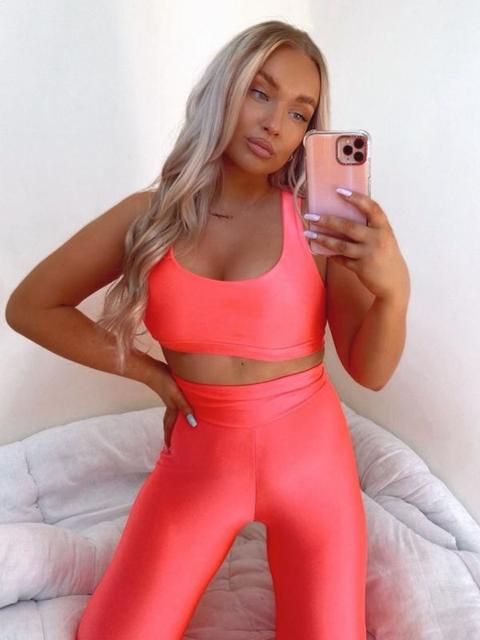 Zina Bralet & Leggings Activewear Co-ord Set In Neon Pink