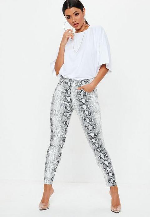 grey snake print jeans