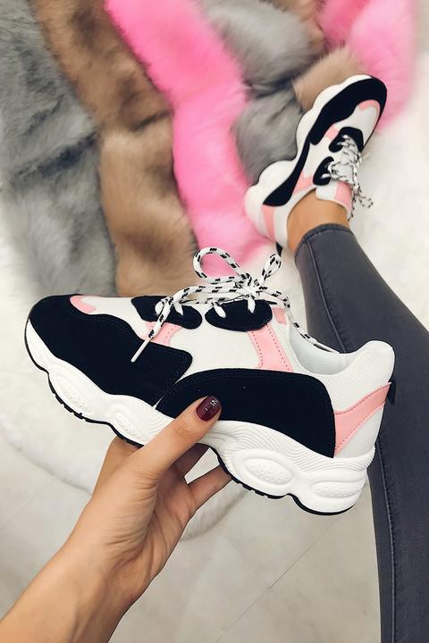 Yazmin Black & Pink Chunky Trainers