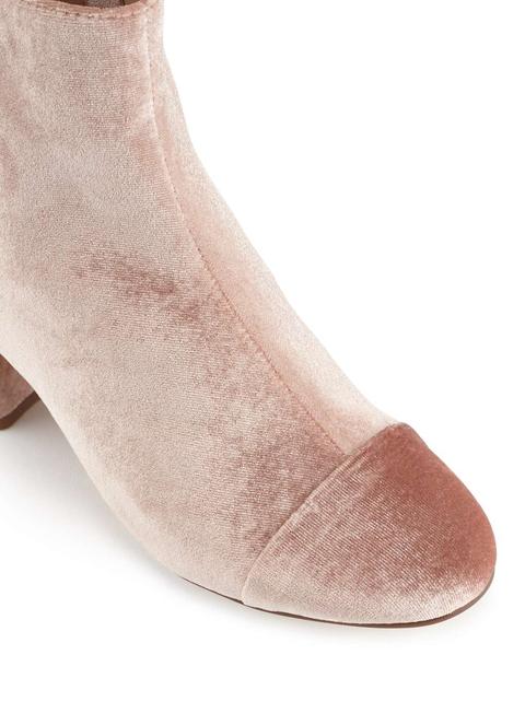 Womens Delilah Nude Velvet Ankle Boots, Nude