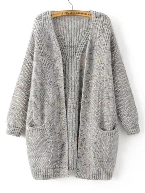 Open Front Cable Knit Cardigan