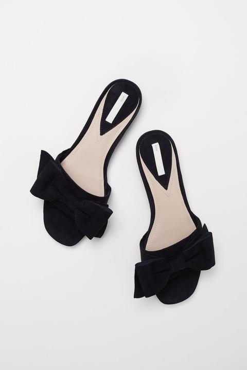 H & M - Sandali Slip-on In Pelle - Nero