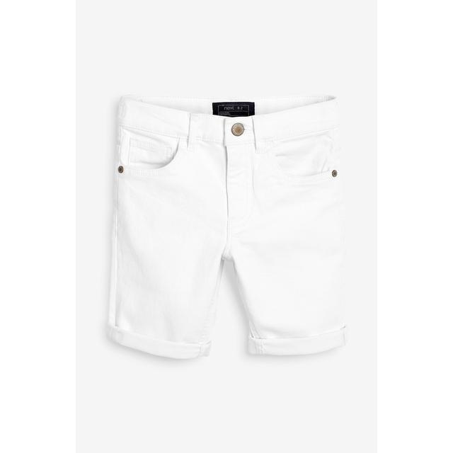 next white denim shorts