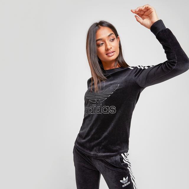 Indflydelsesrig Overskæg Overskyet Adidas Originals 3-stripes Velvet Long Sleeve T-shirt - Black - Womens from  Jd Sports on 21 Buttons