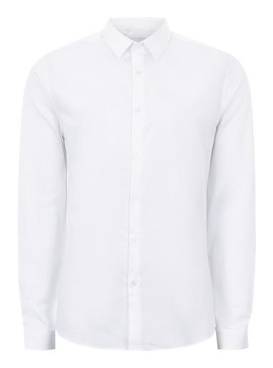 Mens Topman Premium White Long Sleeve Smart Shirt, White