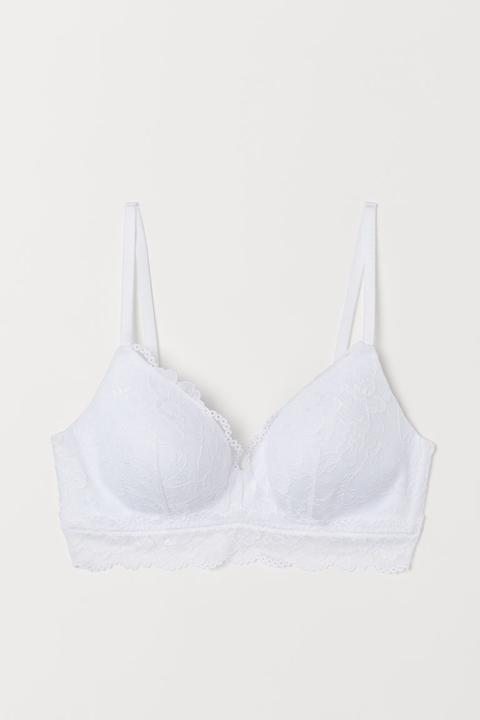 H & M - Reggiseno Pizzo Senza Ferretto - Bianco