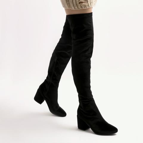 Anita Long Boots In Black Velvet