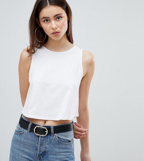 Camiseta Sin Mangas Corta Con Vuelo En Blanco De Asos Design Tall