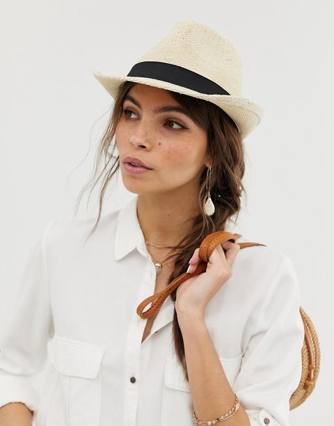 Asos Design - Chapeau Mou Ajustable En Paille-marron