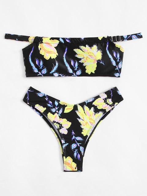 Bikini Floreale Con Spalle Scoperte