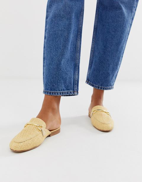 Asos Design Moves Mule Loafers In Natural Weave-beige