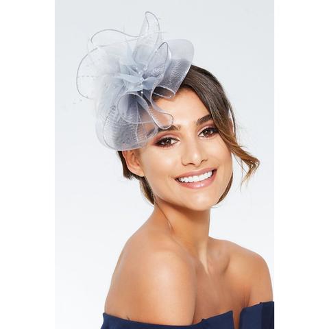 Quiz - Grey Flower Bead Fascinator