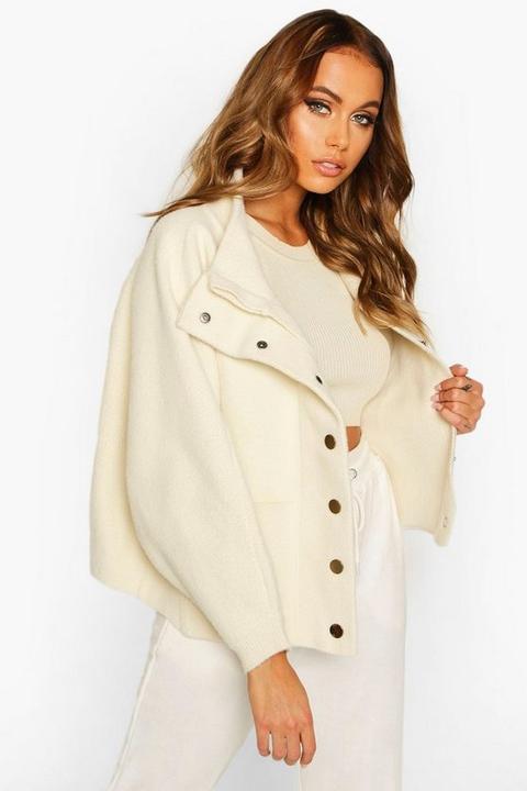 Bomber En Maille Épaisse Premium - Blanc Cassé - L, Blanc Cassé