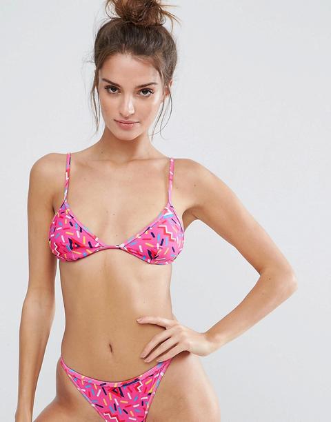 Top De Bikini Con Estampado De Virutas Estilo Años 80 De Asos Design