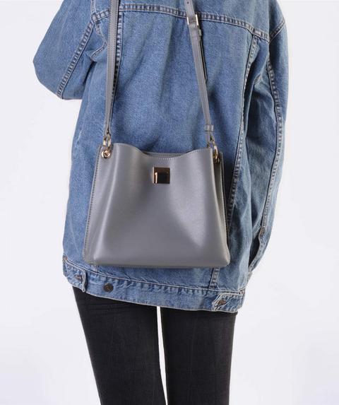 Bolso Shopper Con Detalle Metálico