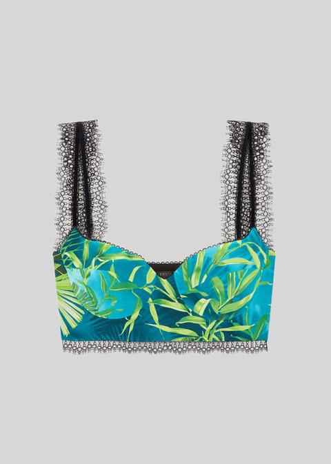 Jungle Print Silk Bralette Top