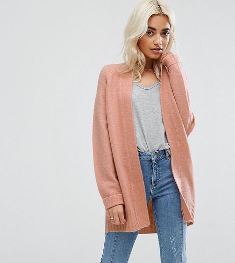 Asos Petite- Cardigan In Maglia Grossa Di Misto Lana - Rosa