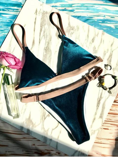 Buckles Velvet High Cut Bikini