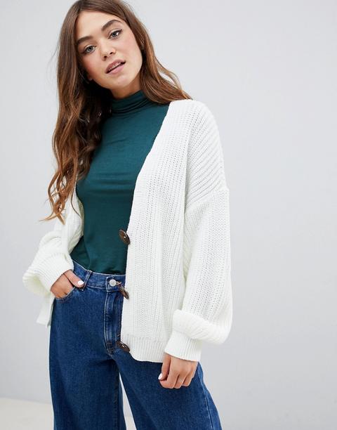 Asos Design - Cardigan Con Bottoni Grossi - Bianco